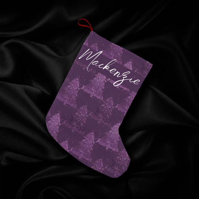 Moody Tree Pattern | Deep Plum Purple Custom Small Christmas Stocking (Creator Uploaded)