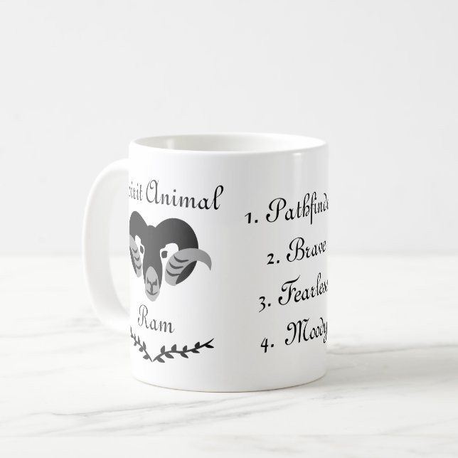 Moody Tribal Aries Totem Spirit Animal Coffee Mug (Devant gauche)
