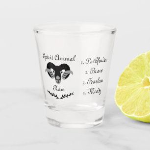 Moody Tribal Aries Totem Spirit Animal Shot Glass