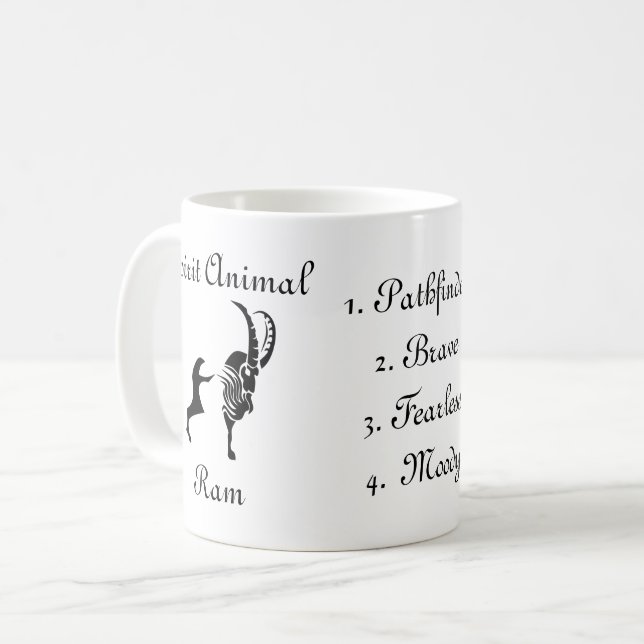 Moody Tribal Ram Totem Spirit Animal Coffee Mug (Devant gauche)