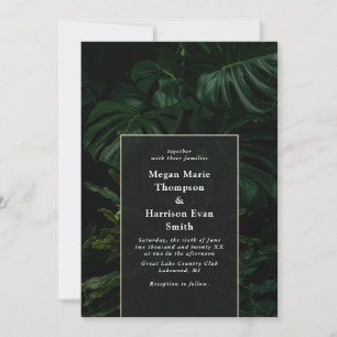 Moody Tropical Monstera Faire-part de mariage