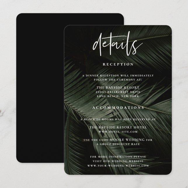 Moody Tropics Wedding Details Enclosure Card (Front/Back)