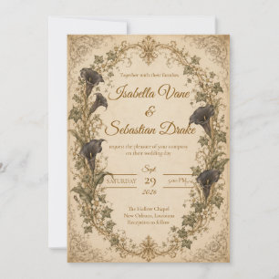 Moody Vintage Botanical Wedding Invitation