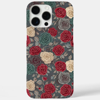 Moody Vintage Red and Teal Rose Floral Phone Case