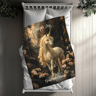 Moody Vintage Unicorn   Dark Whimsigoth Nursery Fleece Blanket