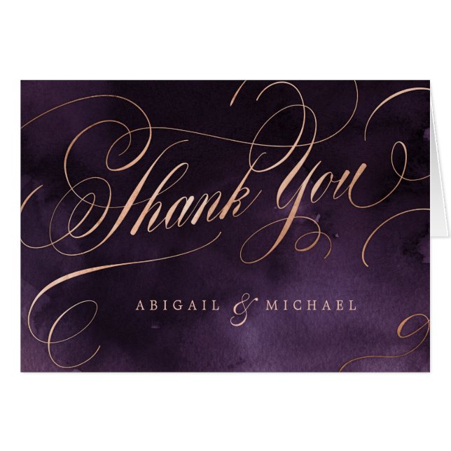 Moody violet rose or calligraphie merci (Devant Horizontal)