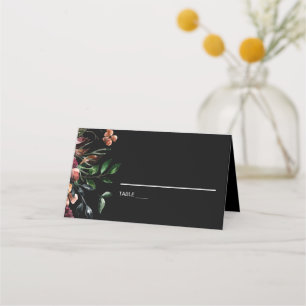 Moody Watercolor Florals Place Card