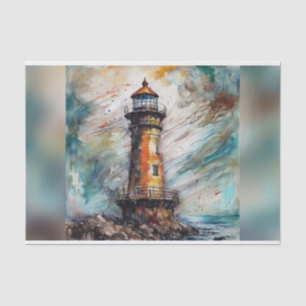 Moody Watercolor Lighthouse Decoupage Paper