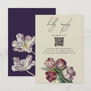 Moody Watercolor Purple Tulips Wedding Enclosure Card