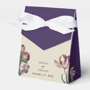 Moody Watercolor Purple Tulips Wedding Favour Favor Box