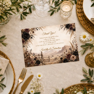 Moody Western Floral Wedding Thank You Card