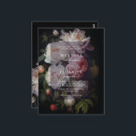 Moody White Peony  Wedding Arch Invitation Postcard<br><div class="desc">Moody white peony floral wedding suite inspired by Dutch styles.</div>