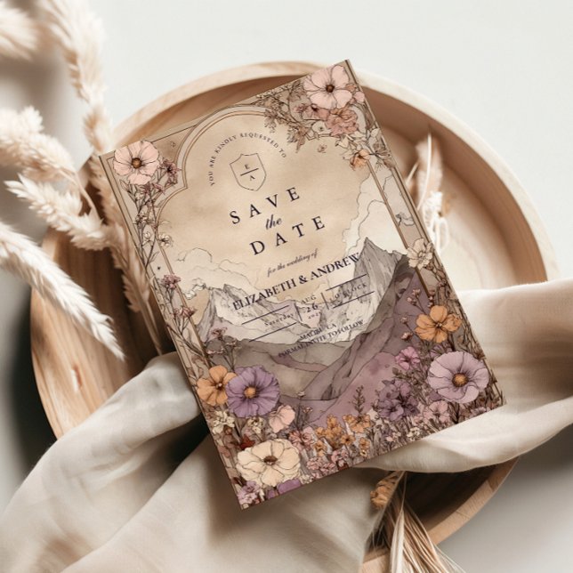 Moody Wildflower Mountain Wedding Save The Date (Creator Uploaded)