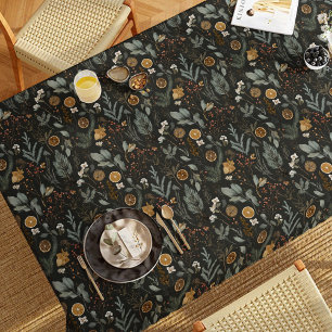 Moody Winter Botanical Christmas Holiday Tablecloth