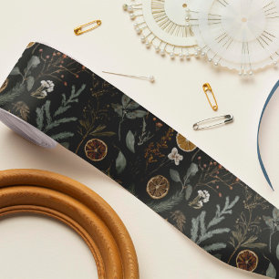 Moody Winter Botanical Christmas Satin Ribbon