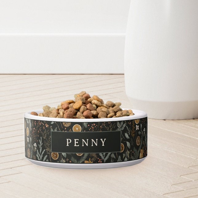 Moody Winter Botanical Pattern Personalized Bowl (Creator Uploaded)