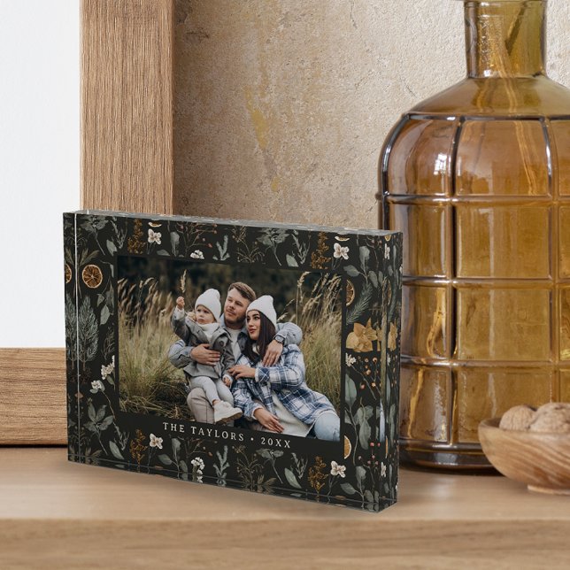 Moody Winter Botanical Personalized Photo Block (Creator Uploaded)