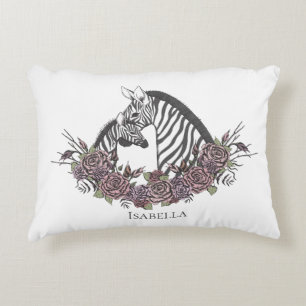 Moody Zebra Safari Hand-Drawn Mauve Accent Pillow