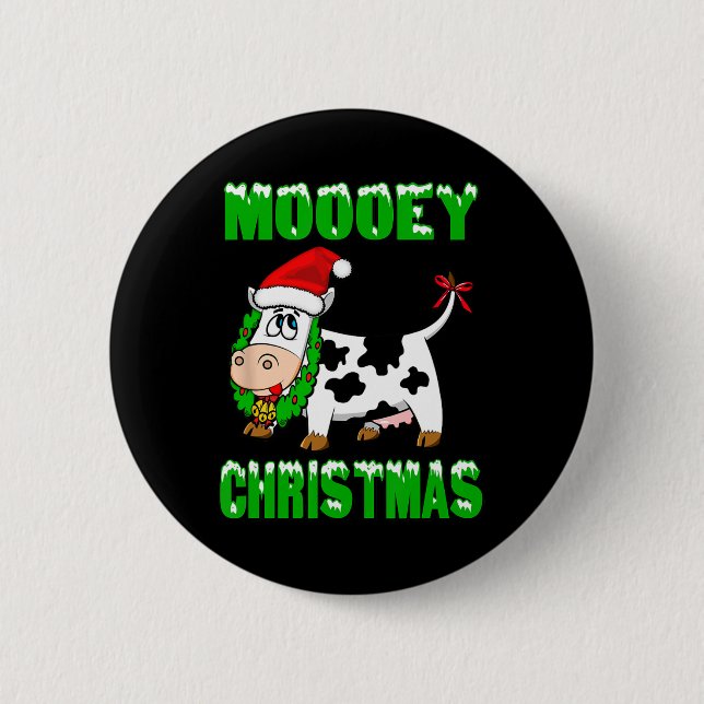 Mooey Christmas - Christmas Cow  2 Inch Round Button (Front)