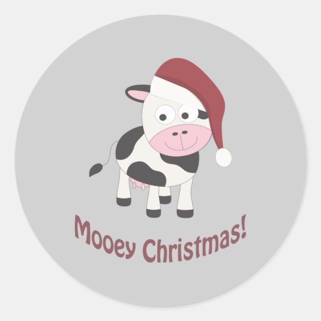 Mooey Christmas! Classic Round Sticker (Front)