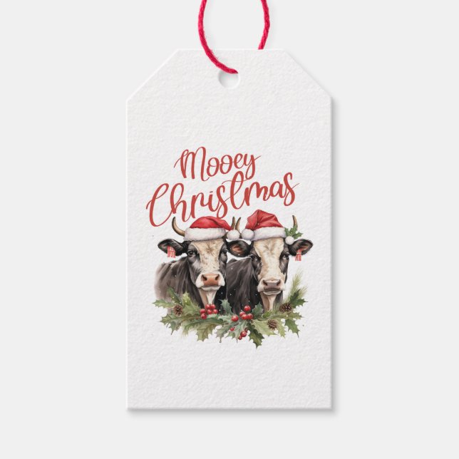Mooey Christmas Cow Gift Tags (Front)