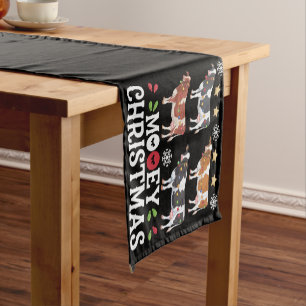 Mooey Christmas Cow Lover Holiday Farm Farmer Short Table Runner