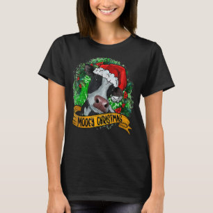 Mooey Christmas Cow Santa Heifer Farmer Love Highl T-Shirt