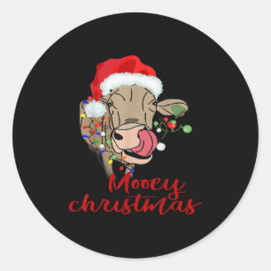 Mooey Christmas Cow T Shirt Heifer Farmer Xmas Gif Classic Round Sticker