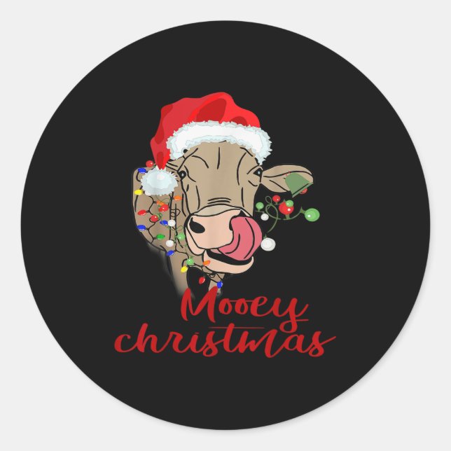 Mooey Christmas Cow T Shirt Heifer Farmer Xmas Gif Classic Round Sticker (Front)