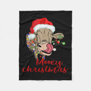 Mooey Christmas Cow T Shirt Heifer Farmer Xmas Gif Fleece Blanket
