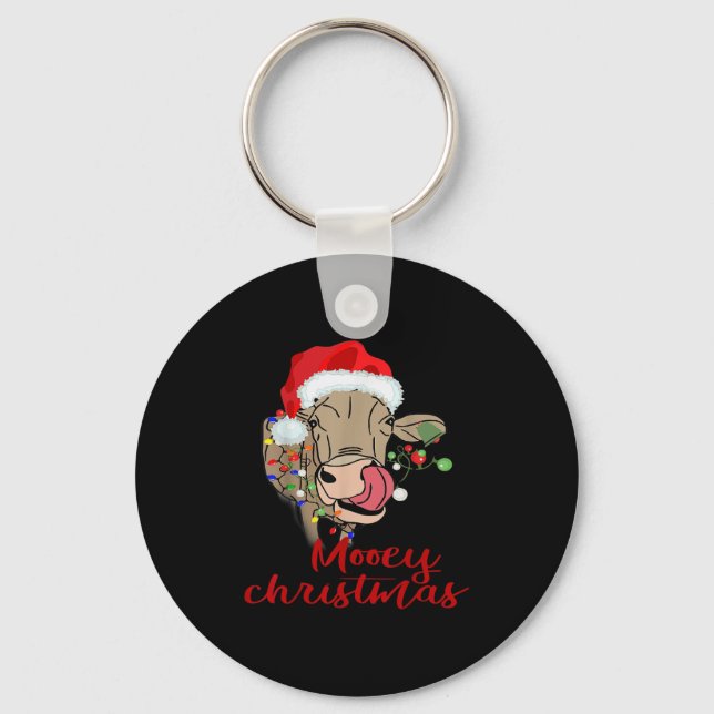 Mooey Christmas Cow T Shirt Heifer Farmer Xmas Gif Keychain (Front)