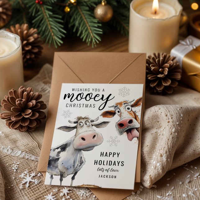 Mooey Christmas Cow Themed Holiday Card (Creator Uploaded)