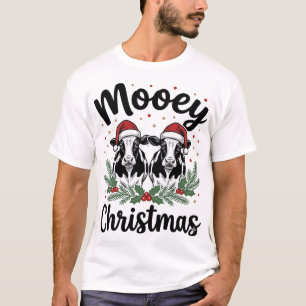 Mooey Christmas Cow Vintage Engraving Shirt Design