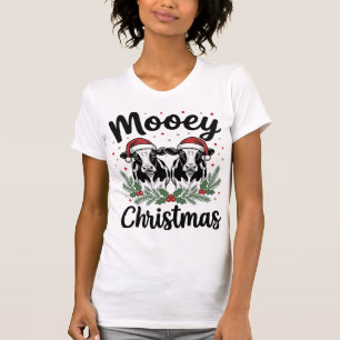 Mooey Christmas Cow Vintage Engraving Shirt Design