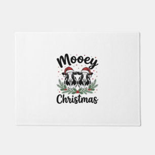 Mooey Christmas Cow Vintage Engraving Shirt Design Doormat