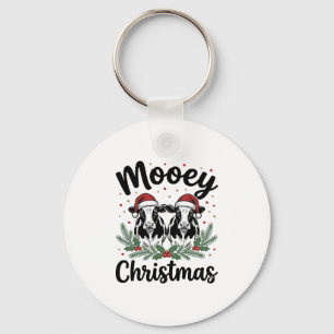Mooey Christmas Cow Vintage Engraving Shirt Design Keychain