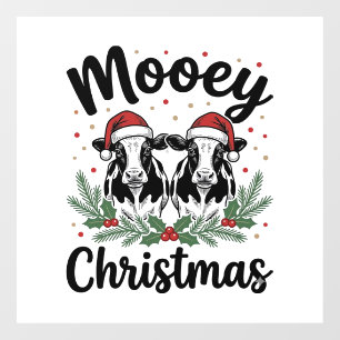 Mooey Christmas Cow Vintage Engraving Shirt Design Window Cling