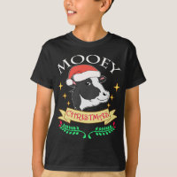 Mooey Christmas Cow Wearing Santa Hat Cute Graphic