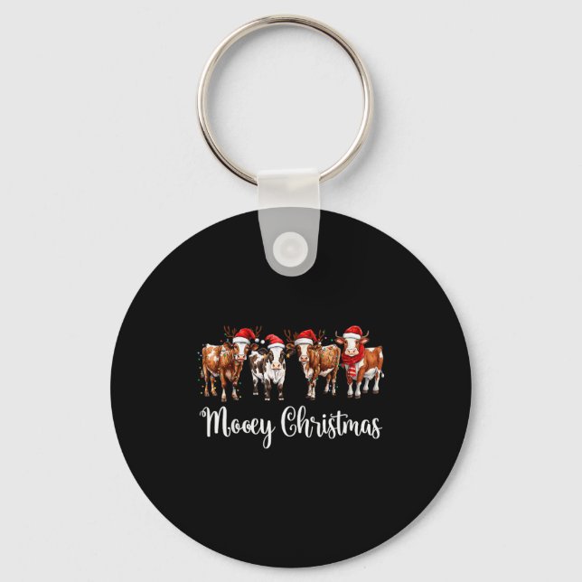 Mooey Christmas Cowgirl Xmas Funny Western Christm Keychain (Front)