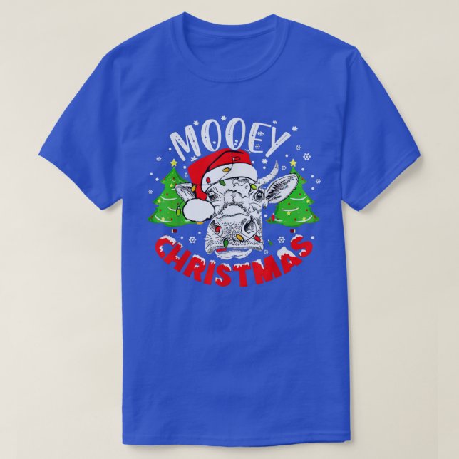 Mooey Christmas Fun Heifer Santa Xmas Light Cow Fa T-Shirt (Design Front)