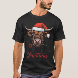 Mooey Christmas Funny Highland Cow Design Xmas Cow T-Shirt