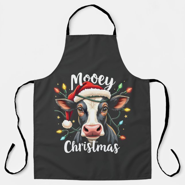 Mooey Christmas Funny Xmas Cow Cattle Lovers  Apron (Front)