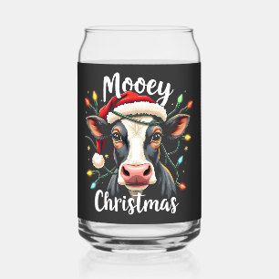 Mooey Christmas Funny Xmas Cow Cattle Lovers Can Glass