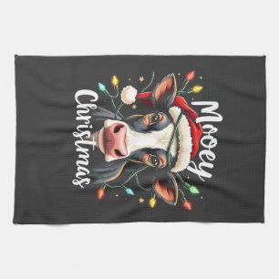 Mooey Christmas Funny Xmas Cow Cattle Lovers Kitchen Towel