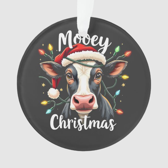 Mooey Christmas Funny Xmas Cow Cattle Lovers  Ornament (Front)
