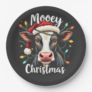 Mooey Christmas Funny Xmas Cow Cattle Lovers  Paper Plate