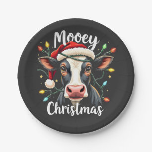Mooey Christmas Funny Xmas Cow Cattle Lovers  Paper Plate
