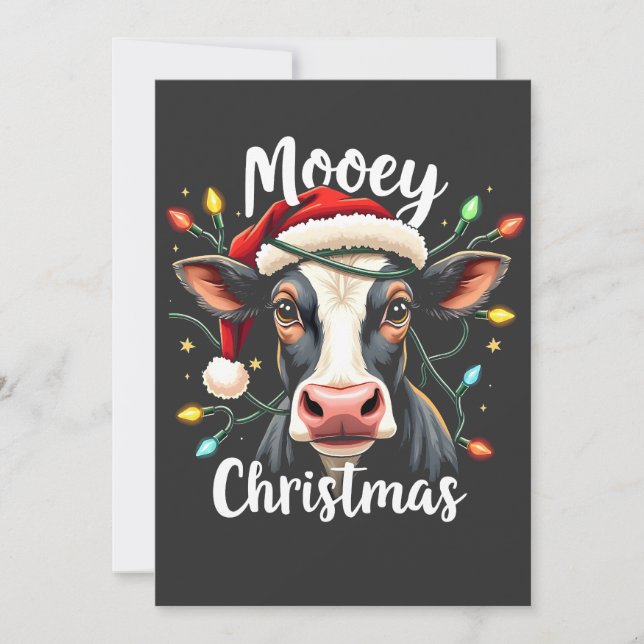Mooey Christmas Funny Xmas Cow Cattle Lovers  Thank You Card (Front)