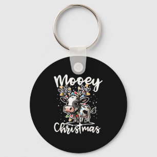Mooey Christmas Heifer Cow Reindeer Christmas Ligh Keychain