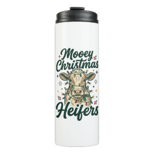 Mooey Christmas Heifers Funny Cow Christmas Design Thermal Tumbler